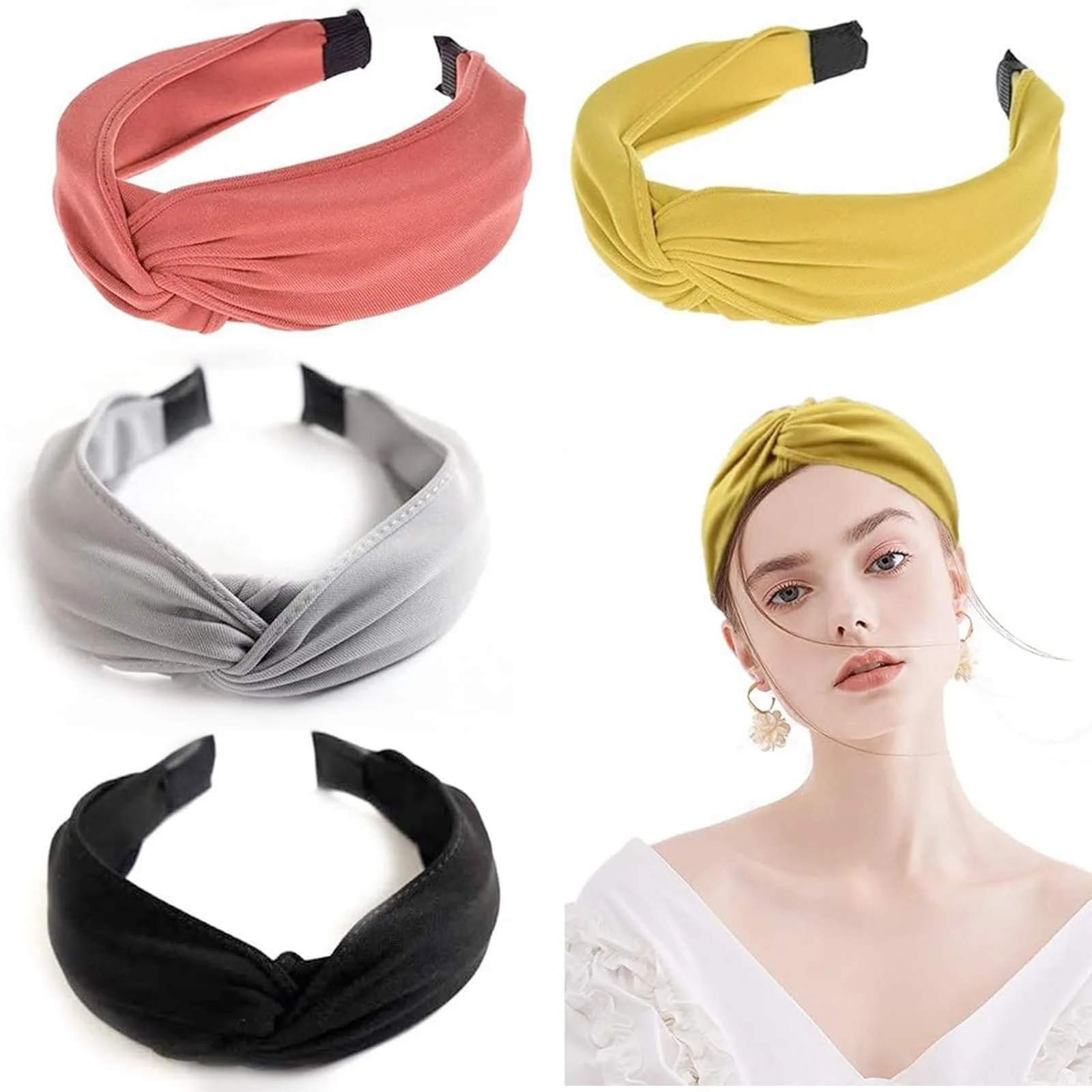 Набір широких вінтажних обручів 4 шт, фото №1