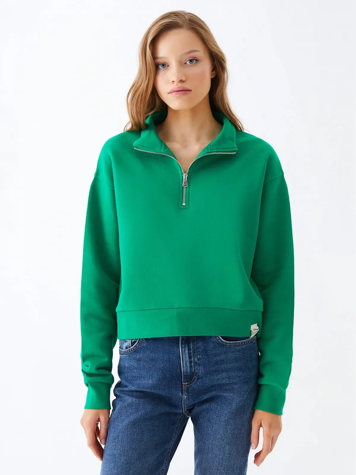 Свитшот LTB Jeans Nopele Slim Хлопок на молнии Зеленый Размер L, фото №3