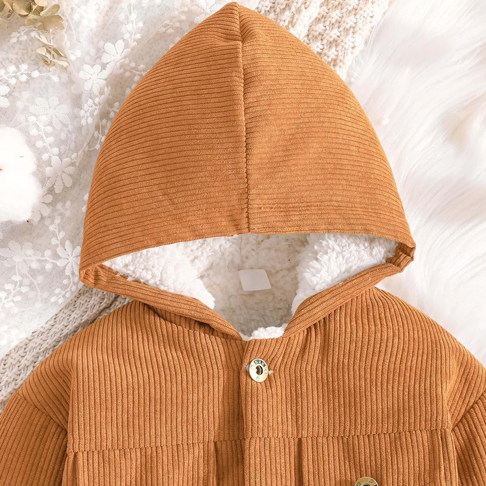 Зимняя куртка Cord с мягкой флисовой подкладкой для мальчиков Утепленное теплое пальто для малышей Детский уютный дизайн для активных дней, фото №4