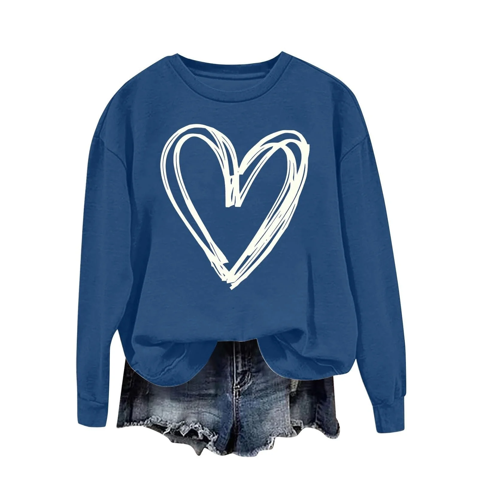 Женский пуловер Gwnauz Толстовка С длинными рукавами и круглым вырезом с сердечками, фото №2 Женский пуловер Gwnauz Толстовка С длинными рукавами и круглым вырезом с сердечками, фото №2