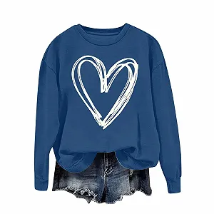 Женский пуловер Gwnauz Толстовка С длинными рукавами и круглым вырезом с сердечками synthetic.ua - Фото 1