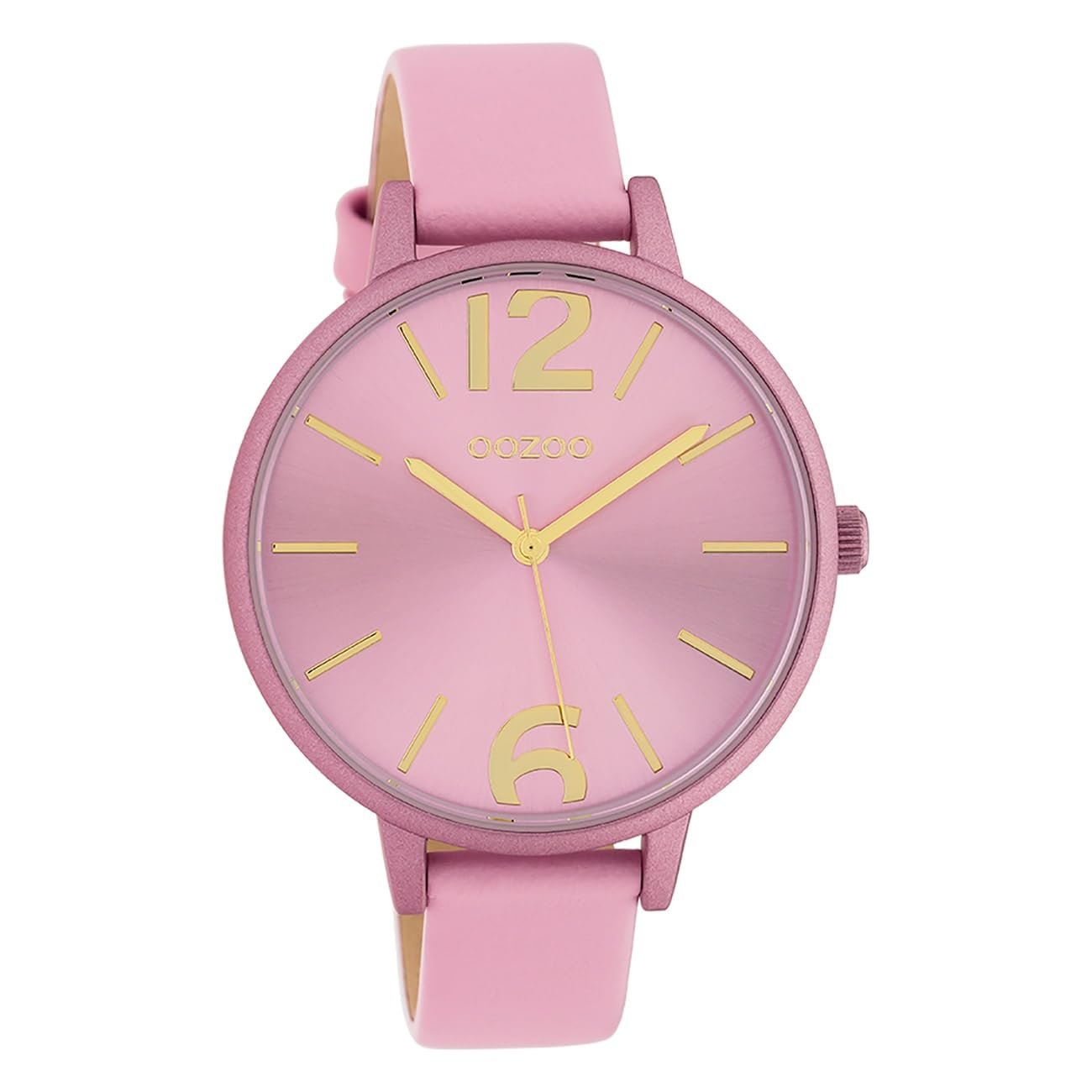 Женские часы Oozoo Кожаный ремешок 40 мм Colours of Oozoo Unicolour Розовый C10441, Розовый-розовый, Ремешок, фото №1