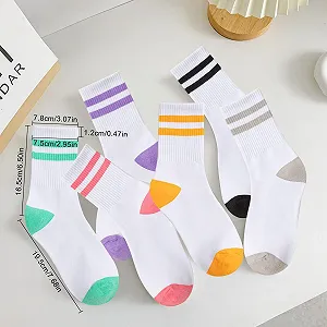 Тенісні шкарпетки 6 пар Смугасті спортивні шкарпетки з бавовняною підкладкою 39-42 synthetic.ua - Фото 1