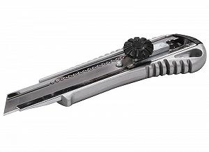 Ніж MASTERTOOL 18 мм металевий з направляючою гвинтовий замок 17-0198 - Фото 1