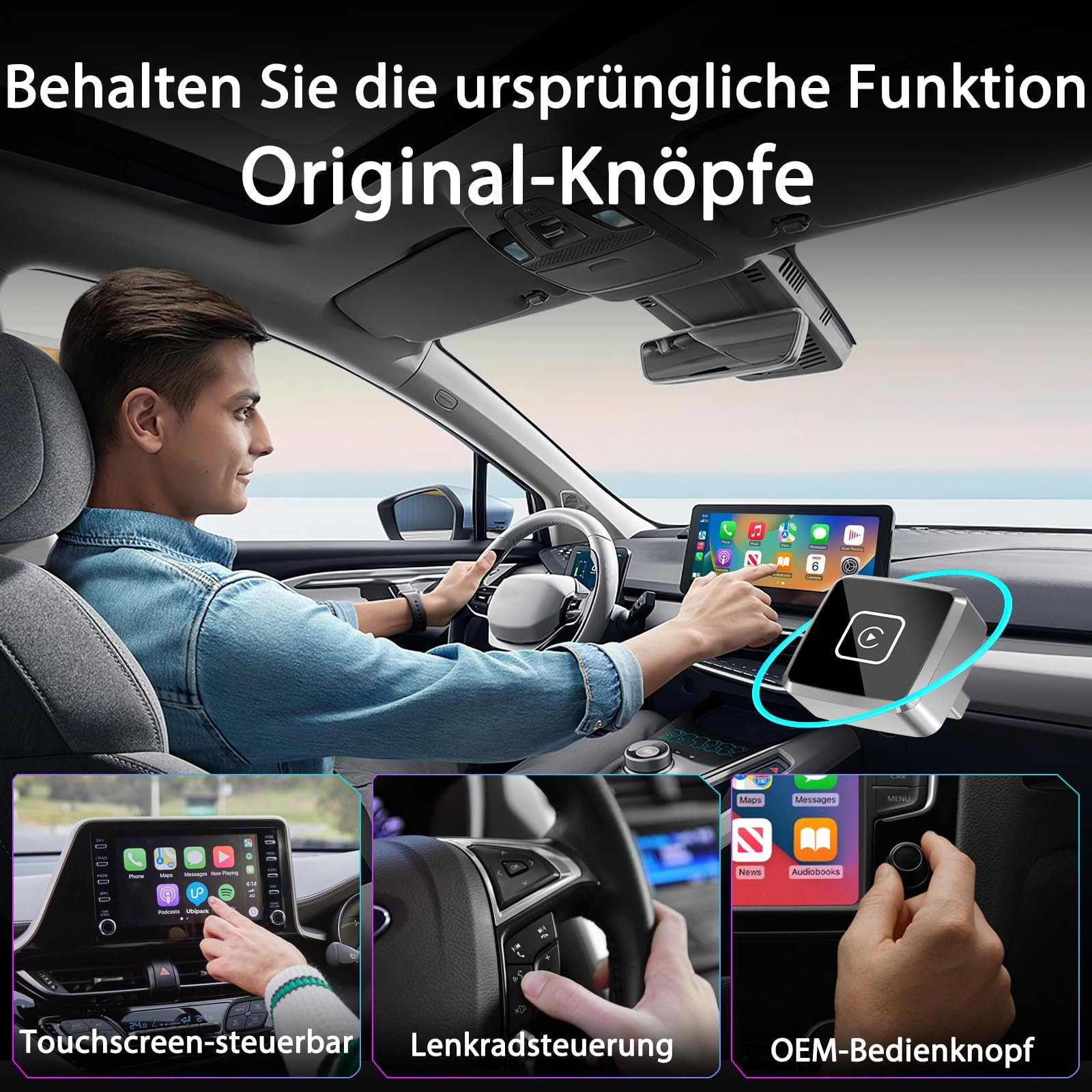 Адаптер CarPlay Беспроводной Mini для Apple, обновление 2025, преобразует проводной CarPlay в беспроводной для iPhone, USB C/A Plug and Play только для iOS 10+, фото №5