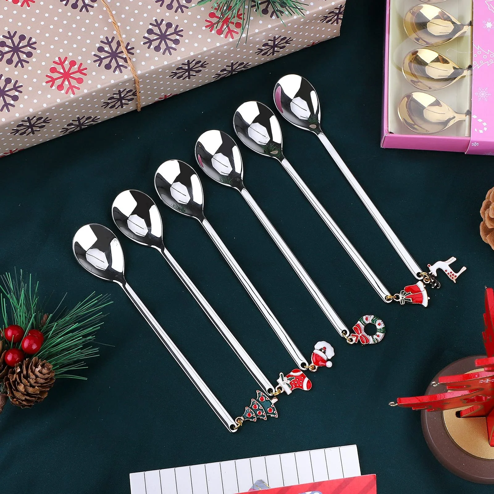 Ложки для кави Різдвяні, паковання 6 штук, з нержавіючої сталі, фото №6 Ложки для кави Різдвяні, паковання 6 штук, з нержавіючої сталі, фото №6