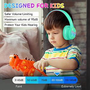 Детские наушники IFECCO Bluetooth с микрофоном Динозавр Беспроводные с LED-огнями Чехол synthetic.ua - Фото 1
