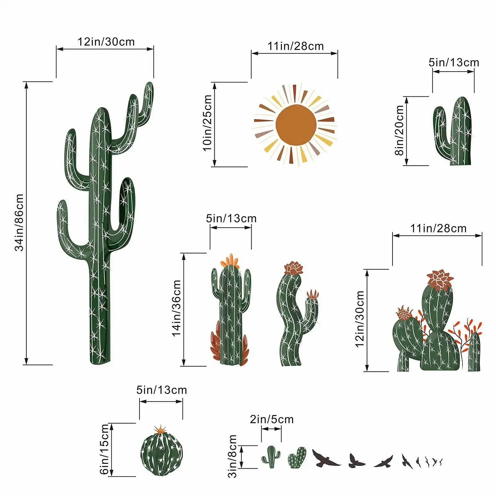 Наклейки на стіну Amimagen Boho Cactus Зелені рослини, фото №3