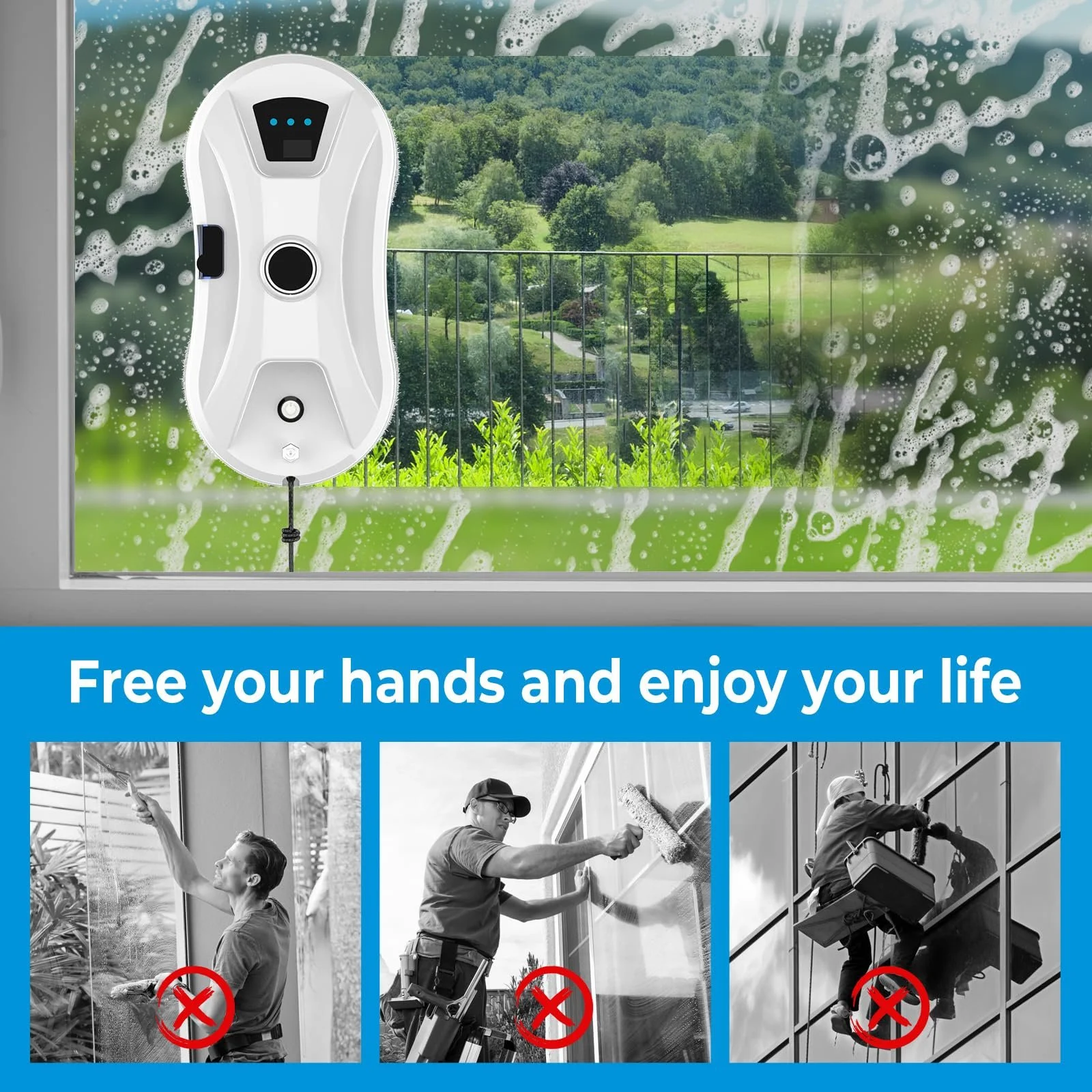 Робот для миття вікон з автоматичним розпилювачем води, 5600Pa, автоматичний електричний для внутрішніх і зовнішніх вікон, фото №5 Робот для миття вікон з автоматичним розпилювачем води, 5600Pa, автоматичний електричний для внутрішніх і зовнішніх вікон, фото №5