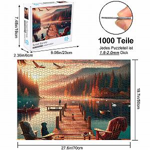 Пазл Bestdon 1000 деталей для взрослых Lakeside Evening Sunset Scenery Cabin 70 x 50 см synthetic.ua - Фото 1