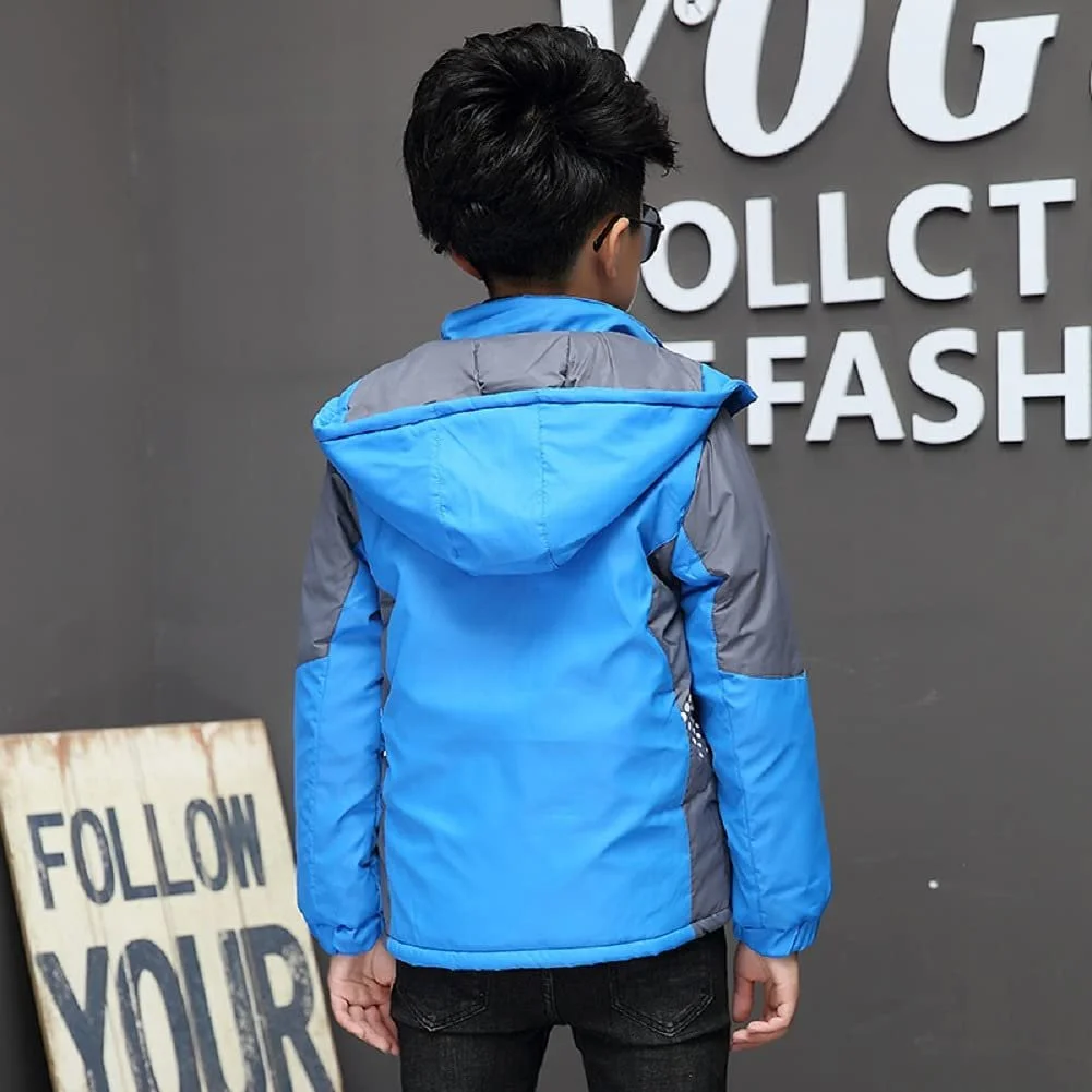 Пуховик для мальчиков AUSOWELL Детская зимняя куртка с капюшоном, утепленная куртка, ветрозащитная куртка для походов, для активного отдыха зимой, осенью и весной, фото №7