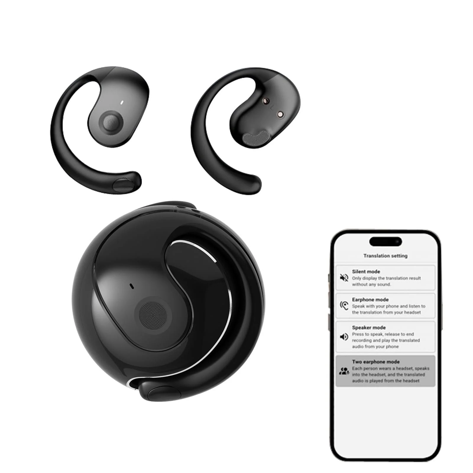 Беспроводные Bluetooth наушники с открытым ухом Intelligent AI Voice Earbuds с ушными крючками, для работы, спорта и учебы, накладные наушники, фото №1