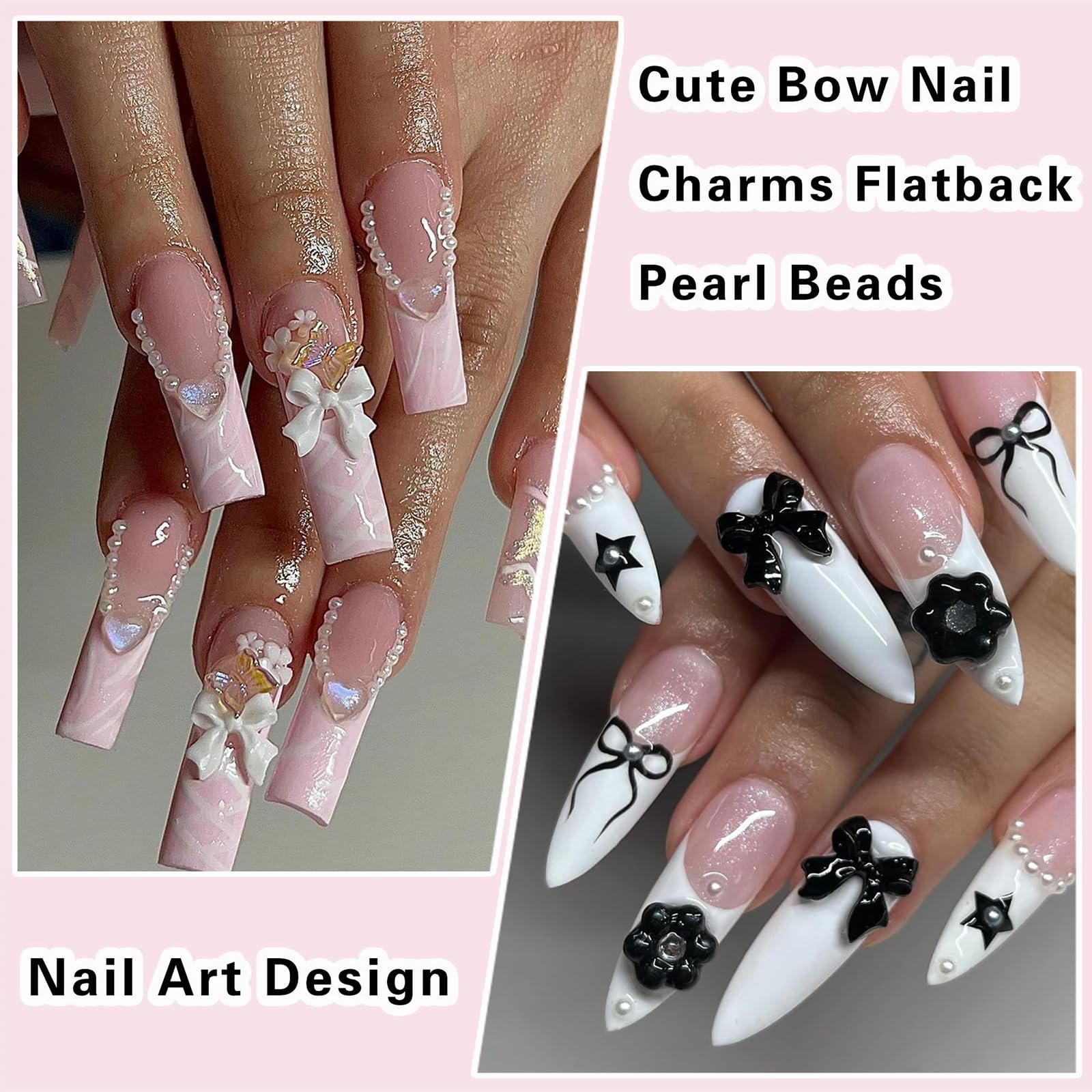 Стразы для ногтей Бантик 3D Бантик Подвеска Набор для DIY украшений Самоцветы для ногтей 3 цвета, фото №6