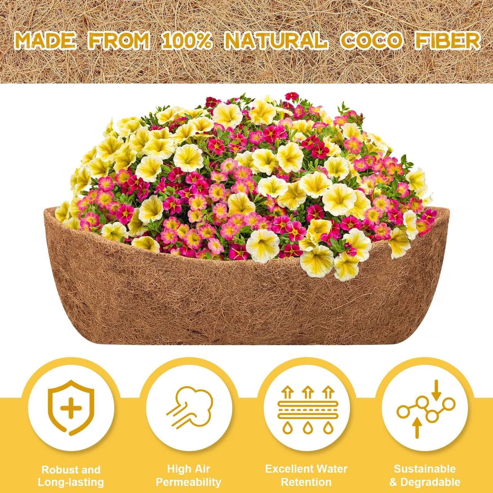 Вкладиші для кашпо Riare з кокосового волокна 24 дюйми, фото №3