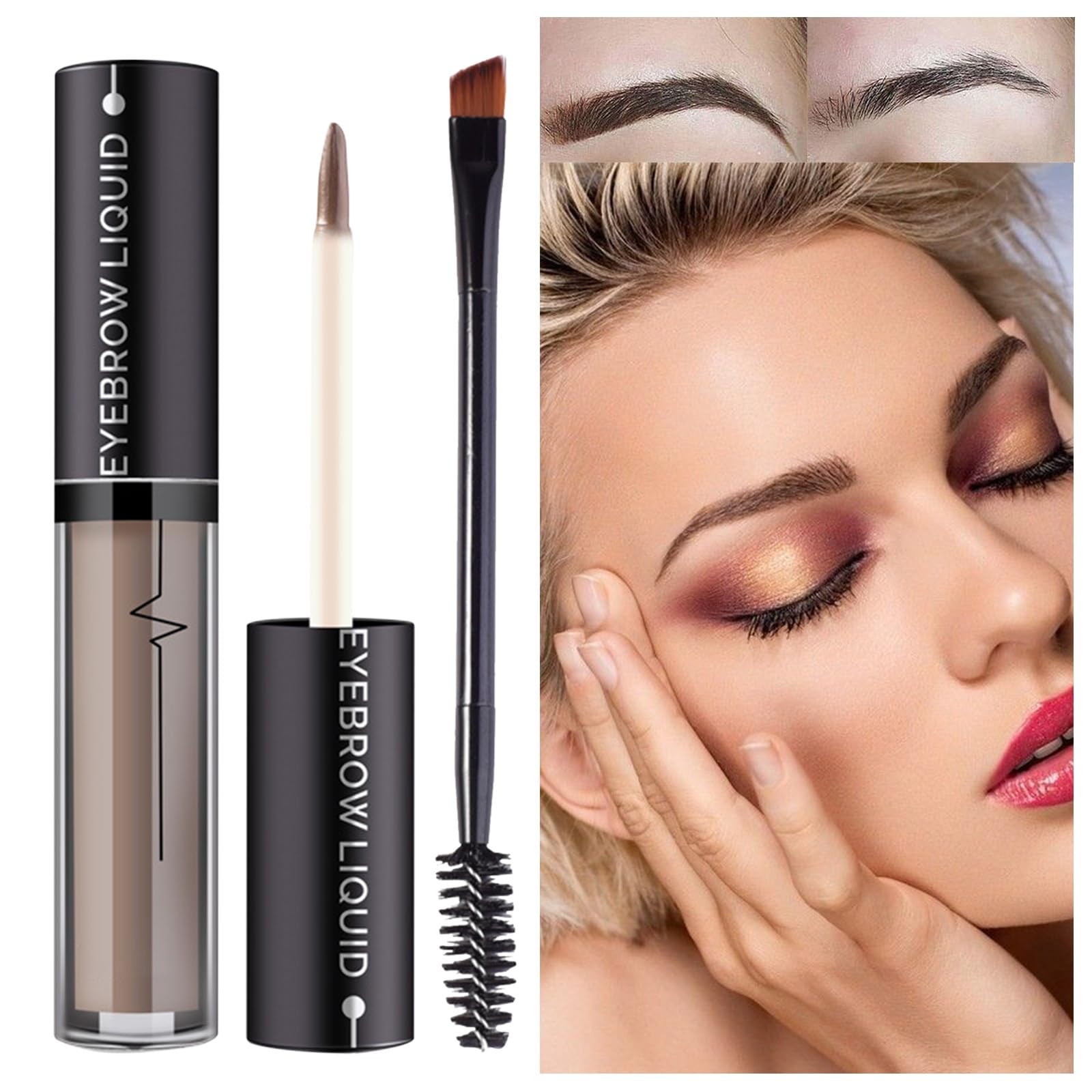 Жидкий карандаш для бровей 3D natürliches wasserfestes Augenbrauenwasser Augenbrauenstift серый 4,5 мл (A, One Size), фото №5