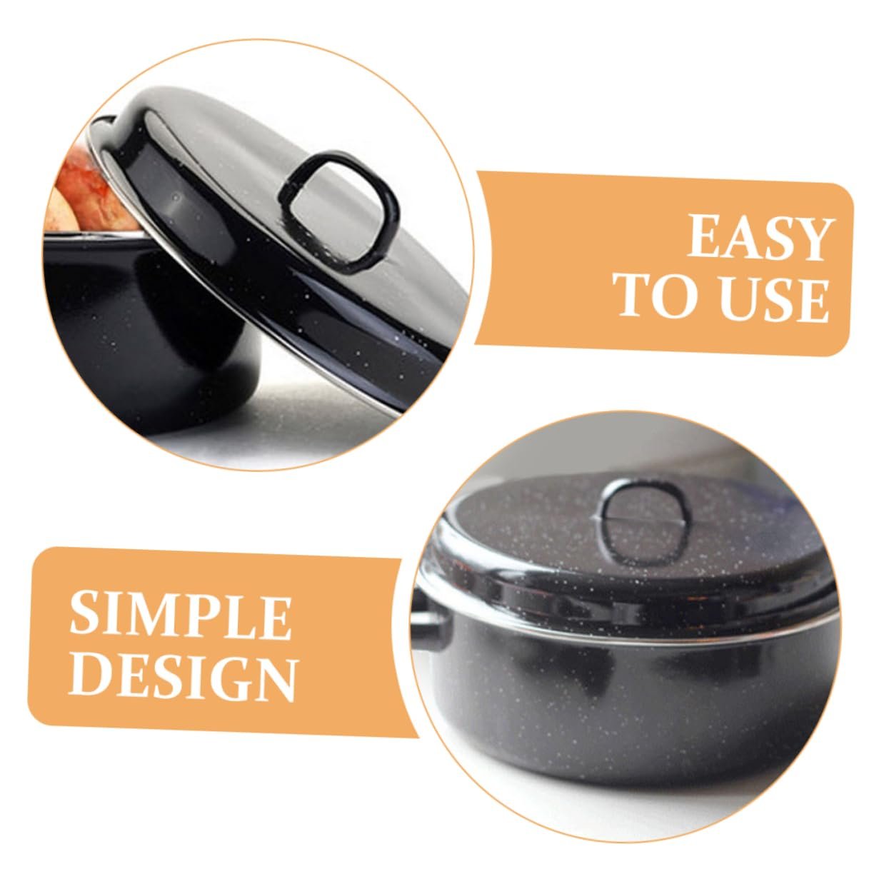 Жаровня INOOMP емальована з кришкою термостійка, фото №3