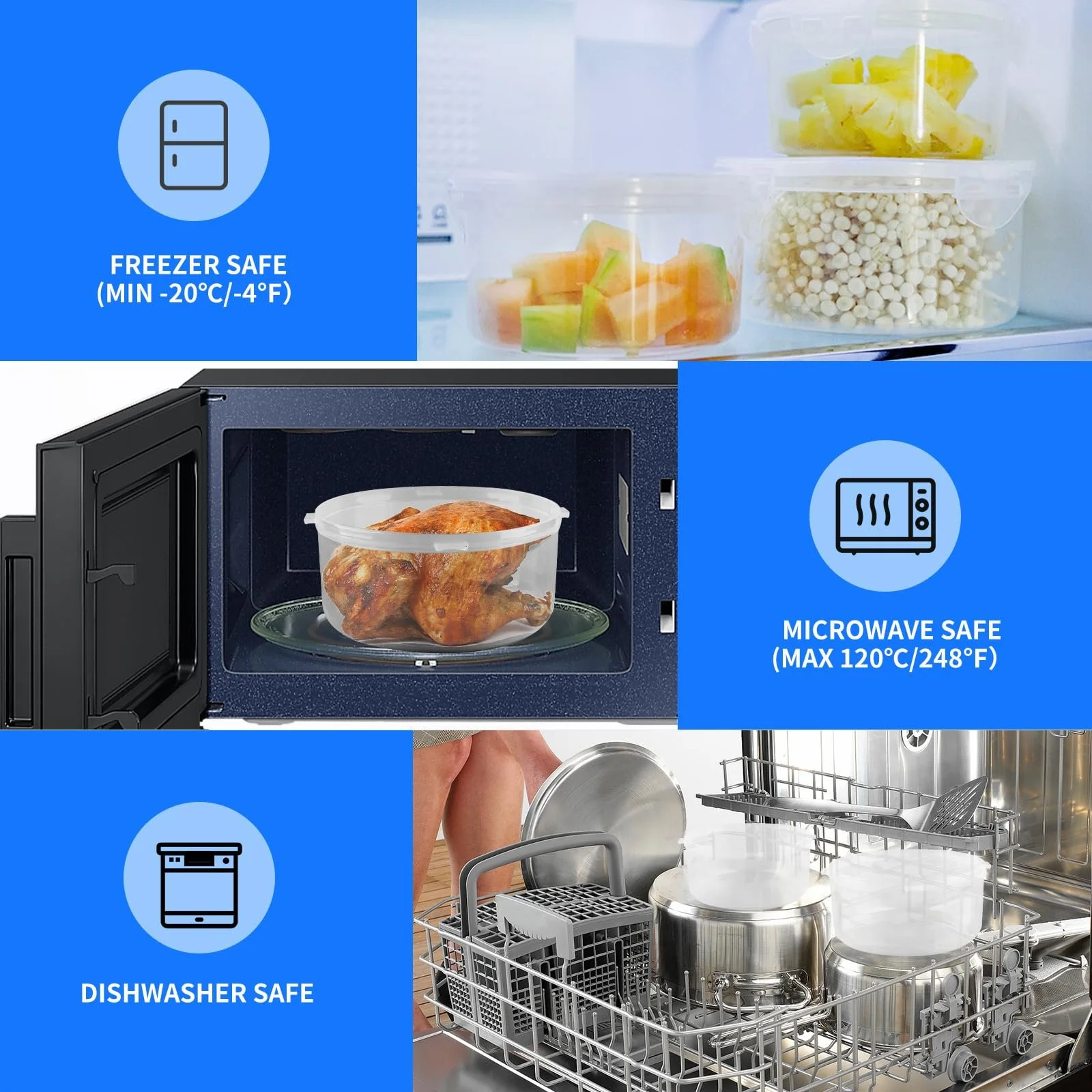 Набір контейнерів для їжі CORESLUX 5 шт круглі BPA-free, фото №5 Набір контейнерів для їжі CORESLUX 5 шт круглі BPA-free, фото №5