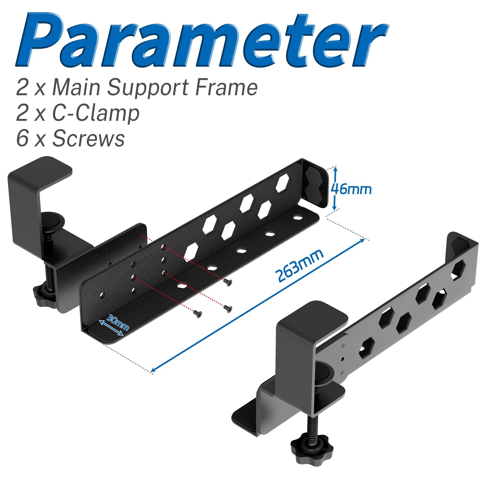 Регульований кронштейн під стіл з затискачем - не потребує свердління - сталева, фото №9