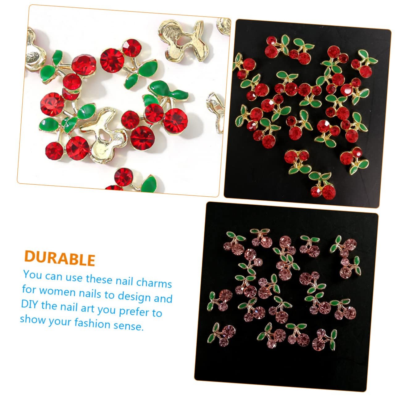 Прикраса для манікюру minkissy, 128 шт, у формі вишень, блискучі, фото №6