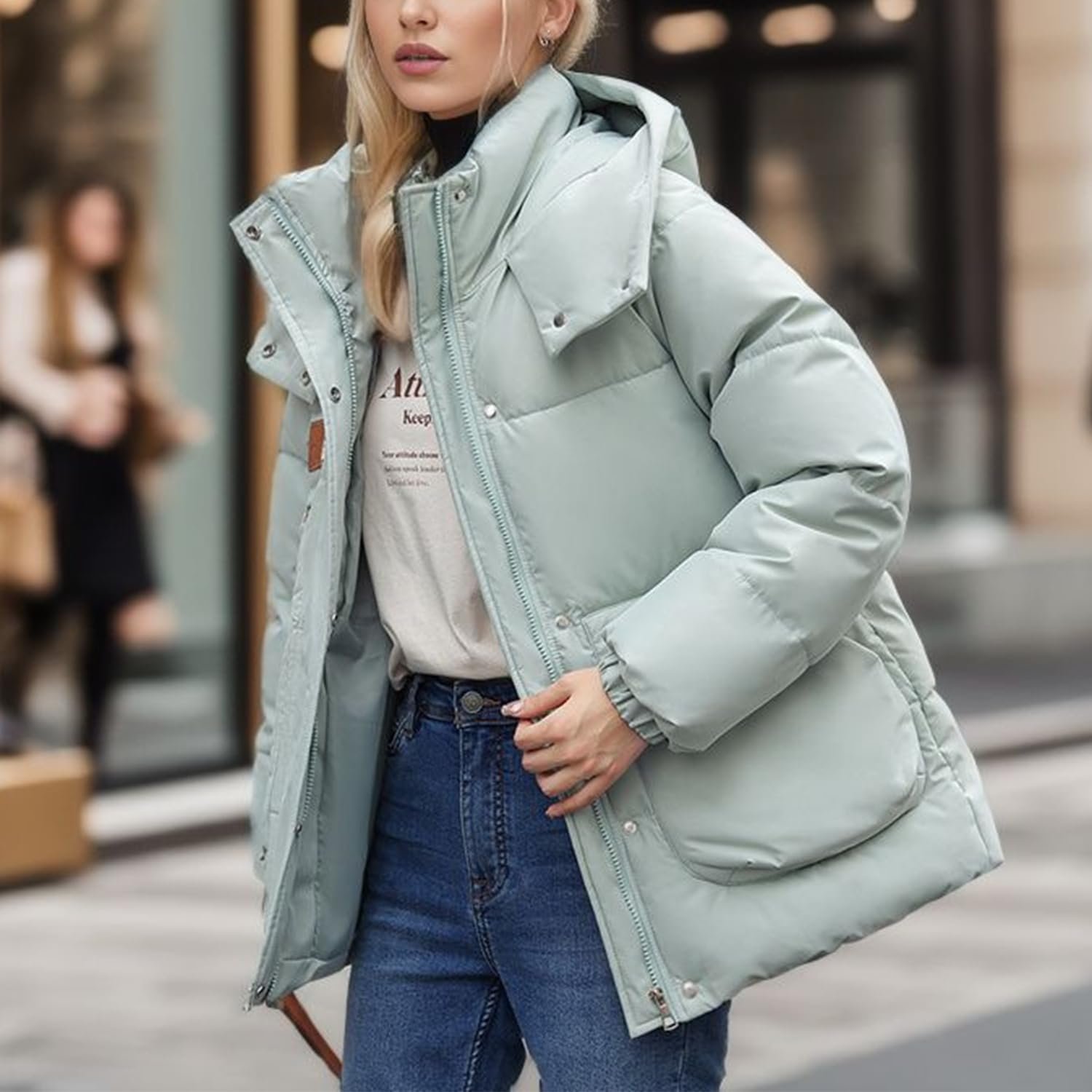 Жіноче пальто Petalum З капюшоном Тепле стьобане, фото №5