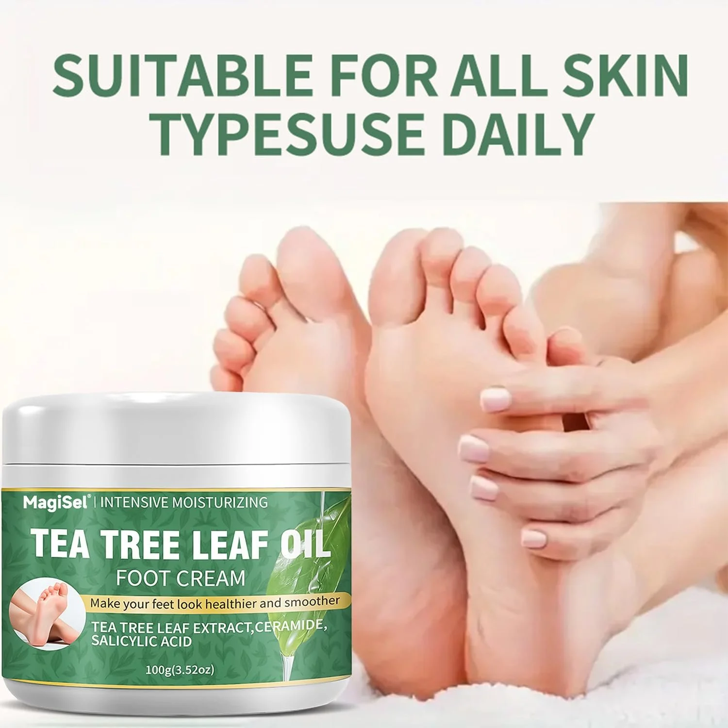 Крем для ног увлажняющий с чайным деревом против трещин и мозолей 100 г, фото №3