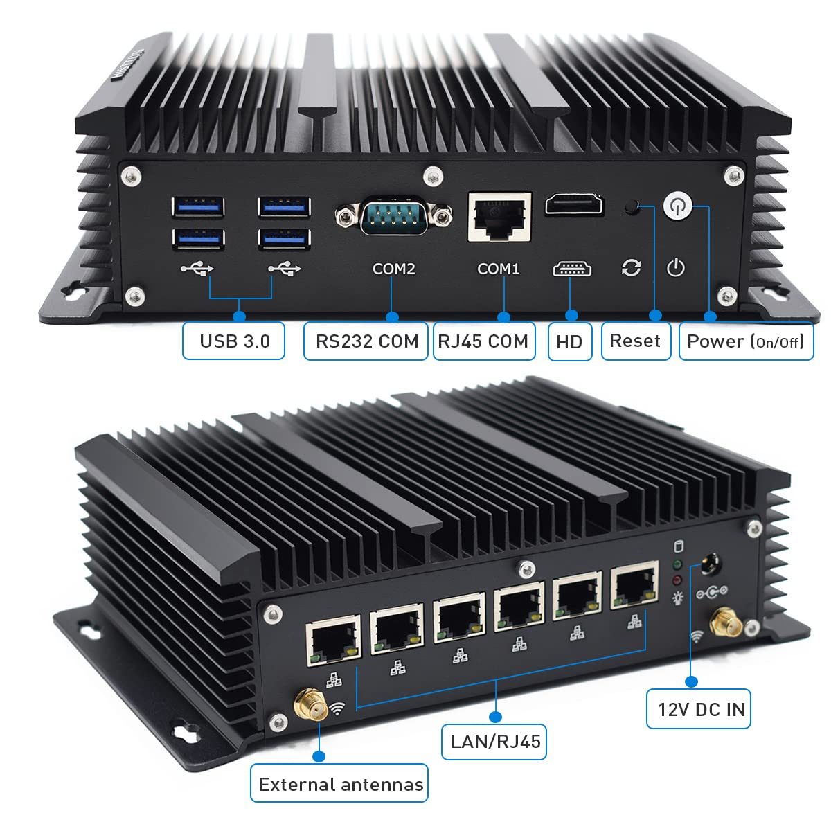 Mini ПК HISTTON Firewall Router RS232 COM/HD-MI 6 NIC 2.5GbE Core i3-8140U 8GB DDR4 128GB SSD, фото №5