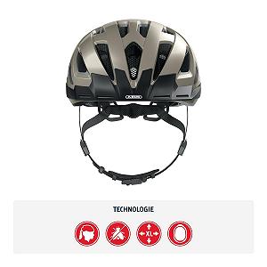 Шлем ABUS Urban-I 3.0, унисекс, для взрослых, городской, велосипедный, со светодиодным задним фонарем, козырьком и магнитной застежкой, серый (Monument Grey), L (56-61 см) synthetic.ua - Фото 1