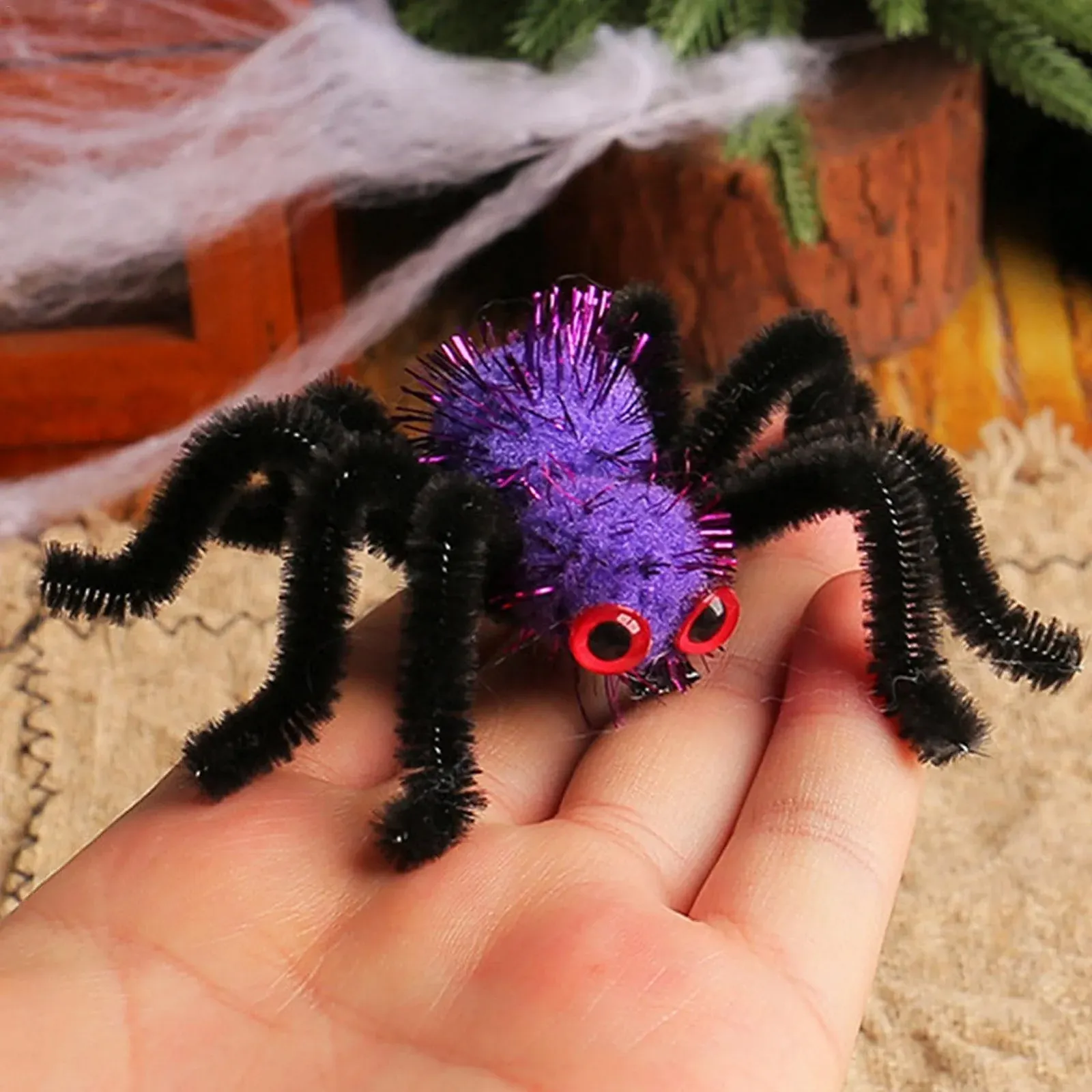 Заколка для волос Паук Halloween Плюшевый Черный, фото №4