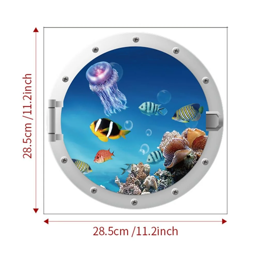 Наклейки на стіну 3D Underwater World Ілюмінатори 3 шт. 28.5 x 28.5 см 1#, фото №3