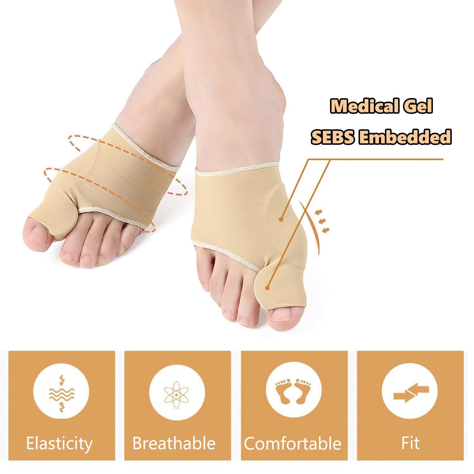 Корректор большого пальца стопы Hallux Valgus, 1 пара разделителей для пальцев, шина, фото №4