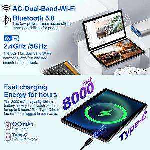 Планшет 10.1" Dmoao D5 8+6/128Gb 8 ядер Android 13 8000 mAh Сірий synthetic.ua - Фото 1