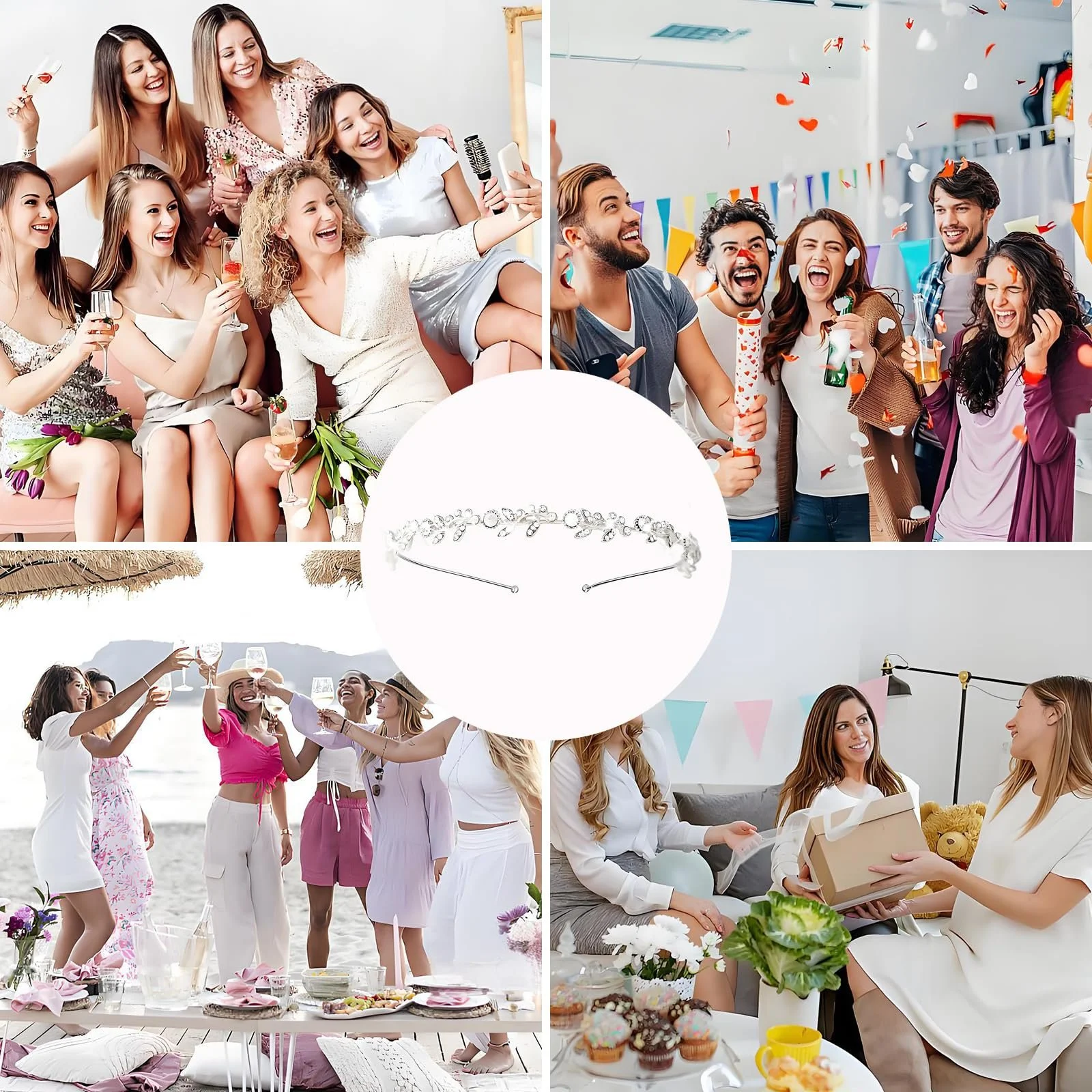 Обруч для волосся з кристалами Срібний Листя Весілля, фото №7 Обруч для волосся з кристалами Срібний Листя Весілля, фото №7