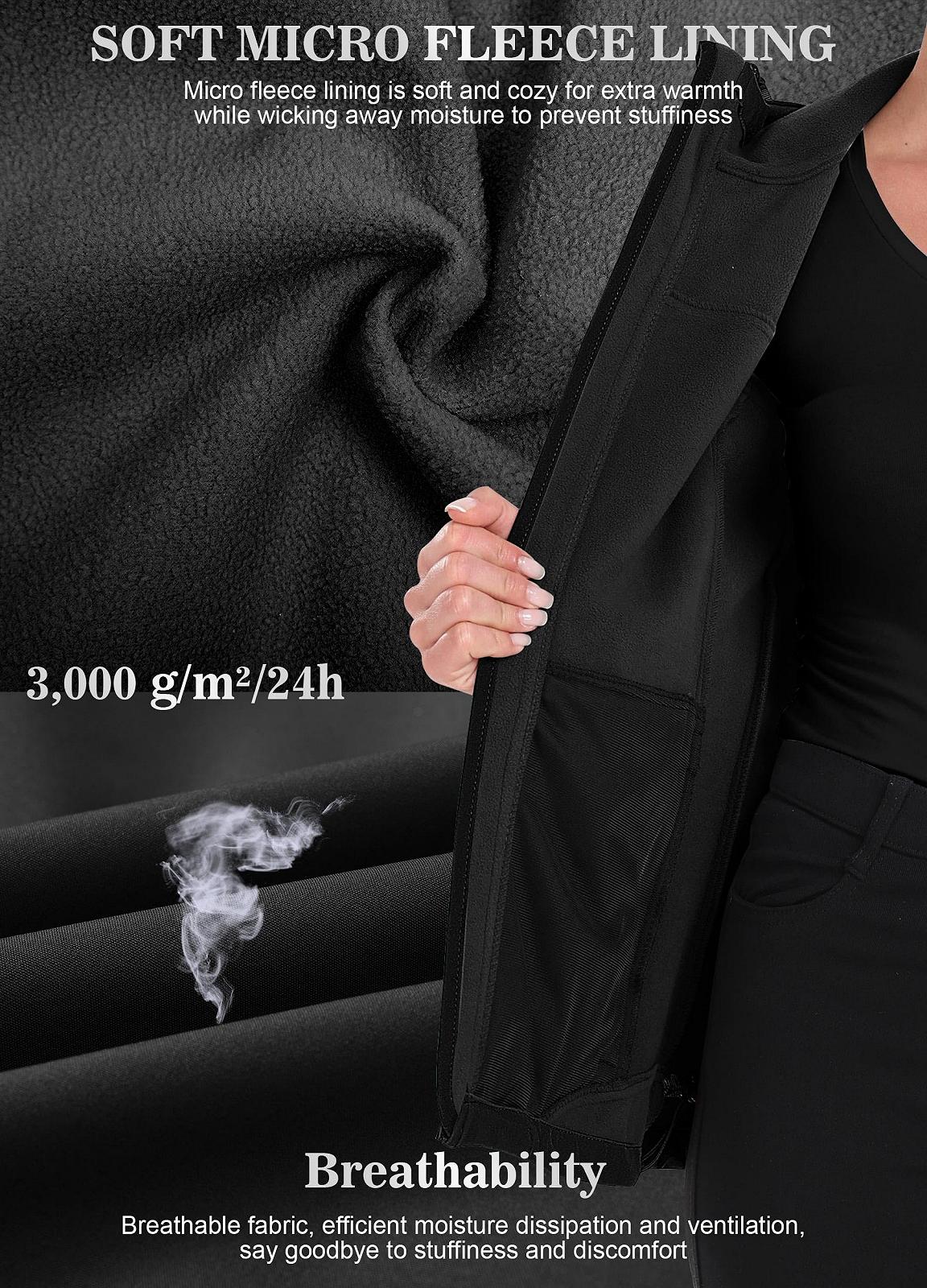 Жіноча софтшел куртка ATLASLAVA з капюшоном, дощова, флісова, фото №5