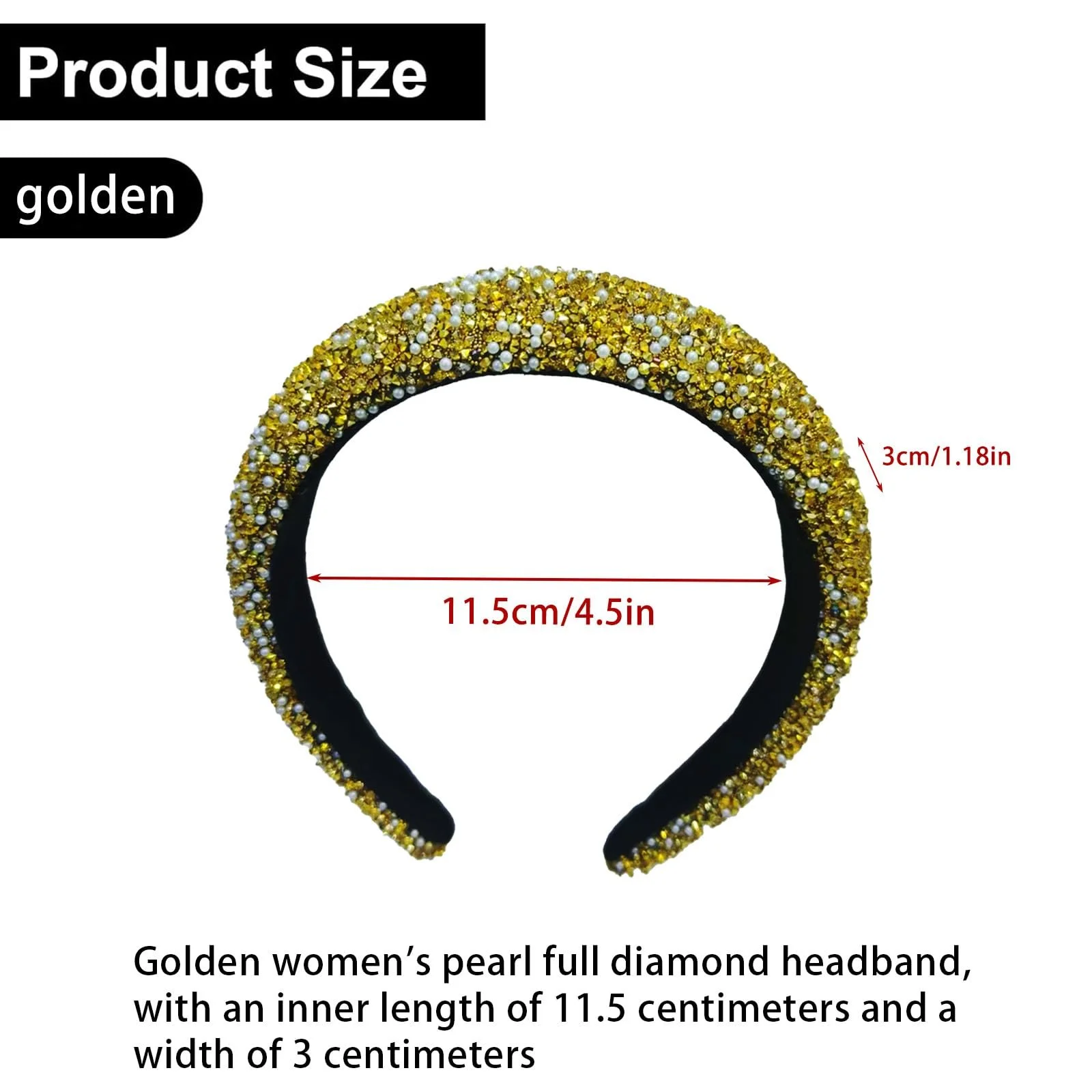 Обруч Блискучий зі стразами, Жіночий широкий, фото №2