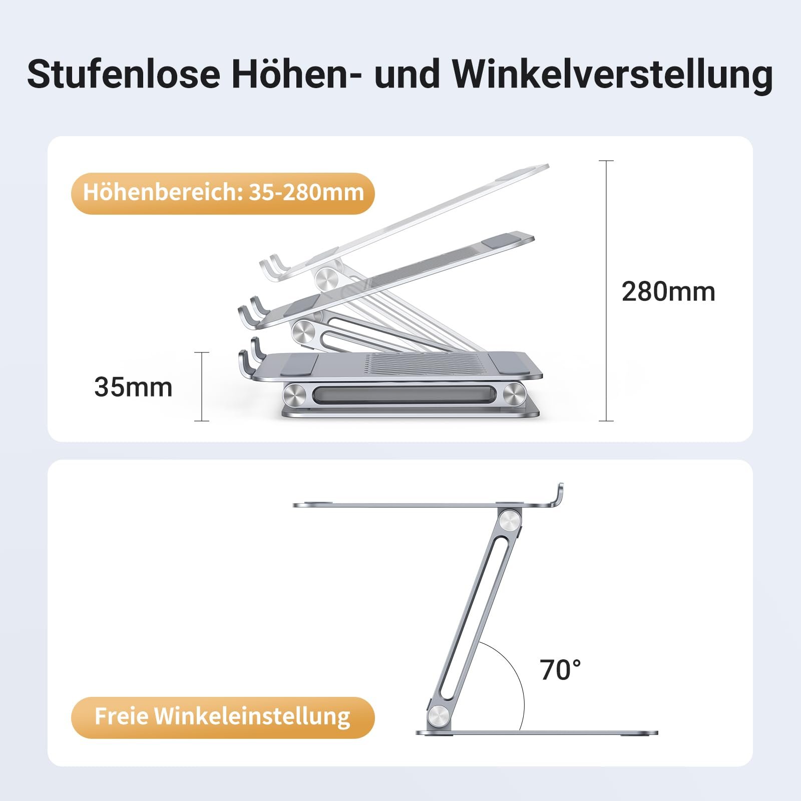 Підставка для ноутбука UGREEN Регульована по висоті Складна Вентильована Сумісна з усіма ноутбуками 10-17,3 дюймів Silver, фото №2
