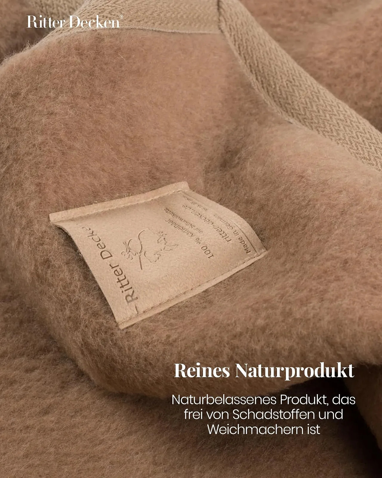 Покривало Ritter Decken Maharadscha Верблюжа Шерсть 150 x 220 см - Верблюжий колір, фото №5