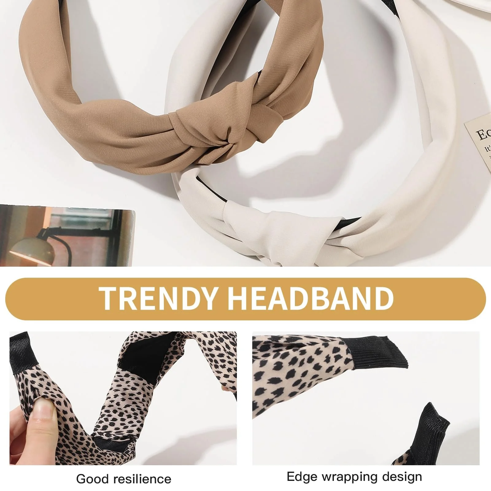 Набір обручів на голову жіночих широких,нековзні, фото №3