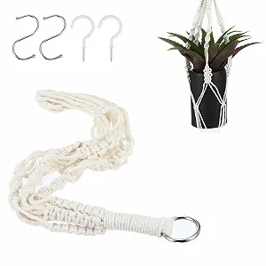 Підвісне кашпо макраме Pack of 2 з металевим кільцем та гачками 50 см synthetic.ua - Фото 1