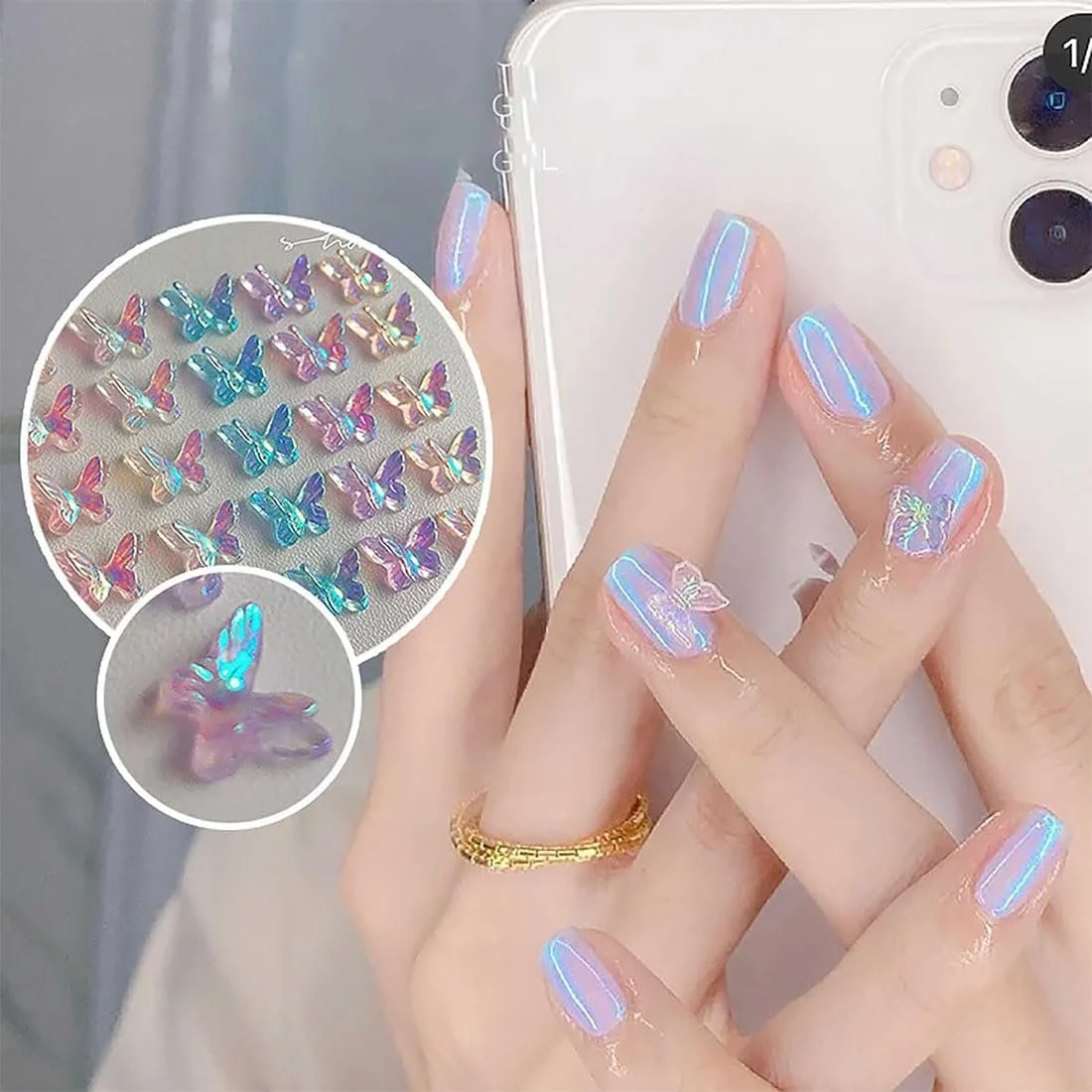 Украшение для ногтей 3 шт. 150 шт. Набор украшений для ногтей 3D, 3D Сердце Медведь Бабочка Цветок Стразы День Святого Валентина для ногтей DIY Украшение для чехла мобильного телефона, фото №3