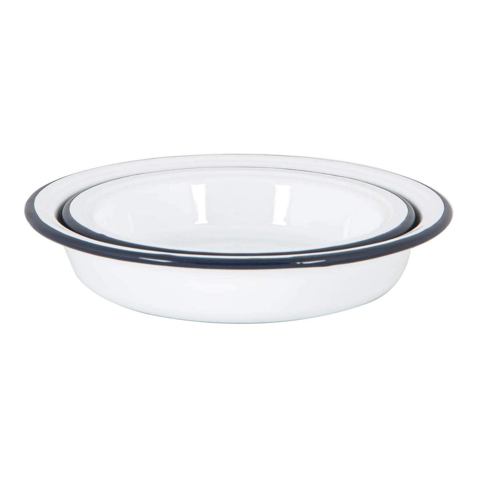 Миска Argon Tableware глибока емальована, 22,5 см, набір 2 штуки, білий/темно-синій, фото №3