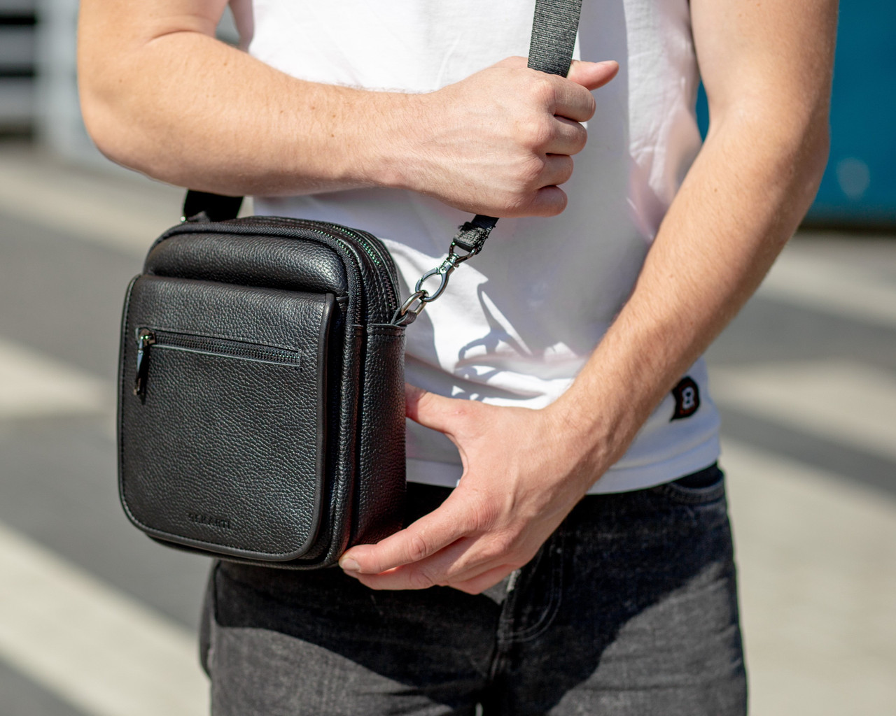 Мужская сумка-мессенджер из натуральной кожи черная TD-10899, фото №7 Мужская сумка-мессенджер из натуральной кожи черная TD-10899, фото №7