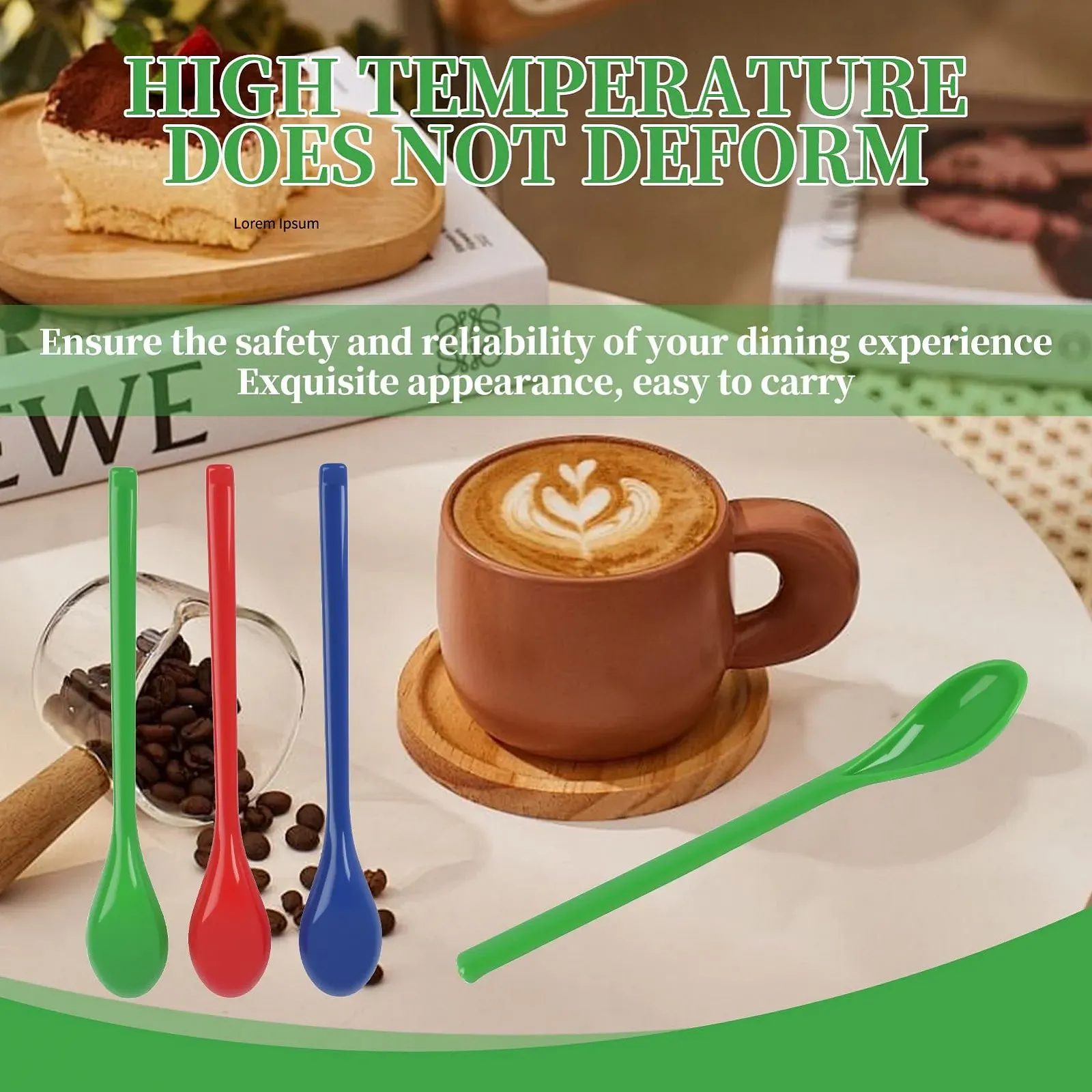 Набір пластикових ложок 6 шт. Різнокольорові з довгою ручкою, фото №7