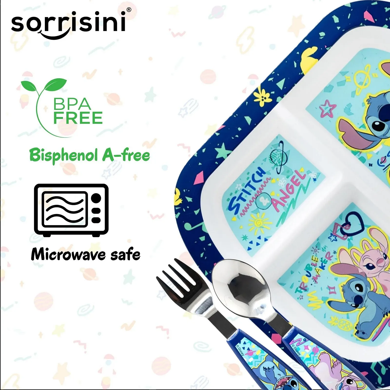 Набор детской посуды Sorrisini, из 3 тарелок, фото №2 Набор детской посуды Sorrisini, из 3 тарелок, фото №2