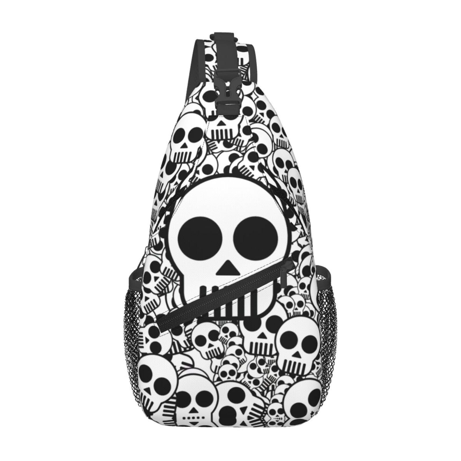 Рюкзак крос-боді Black and White Skull Print Unisex Black, фото №1