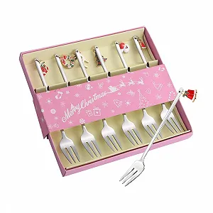 Різдвяні виделки 6 шт Срібні - Фото 1