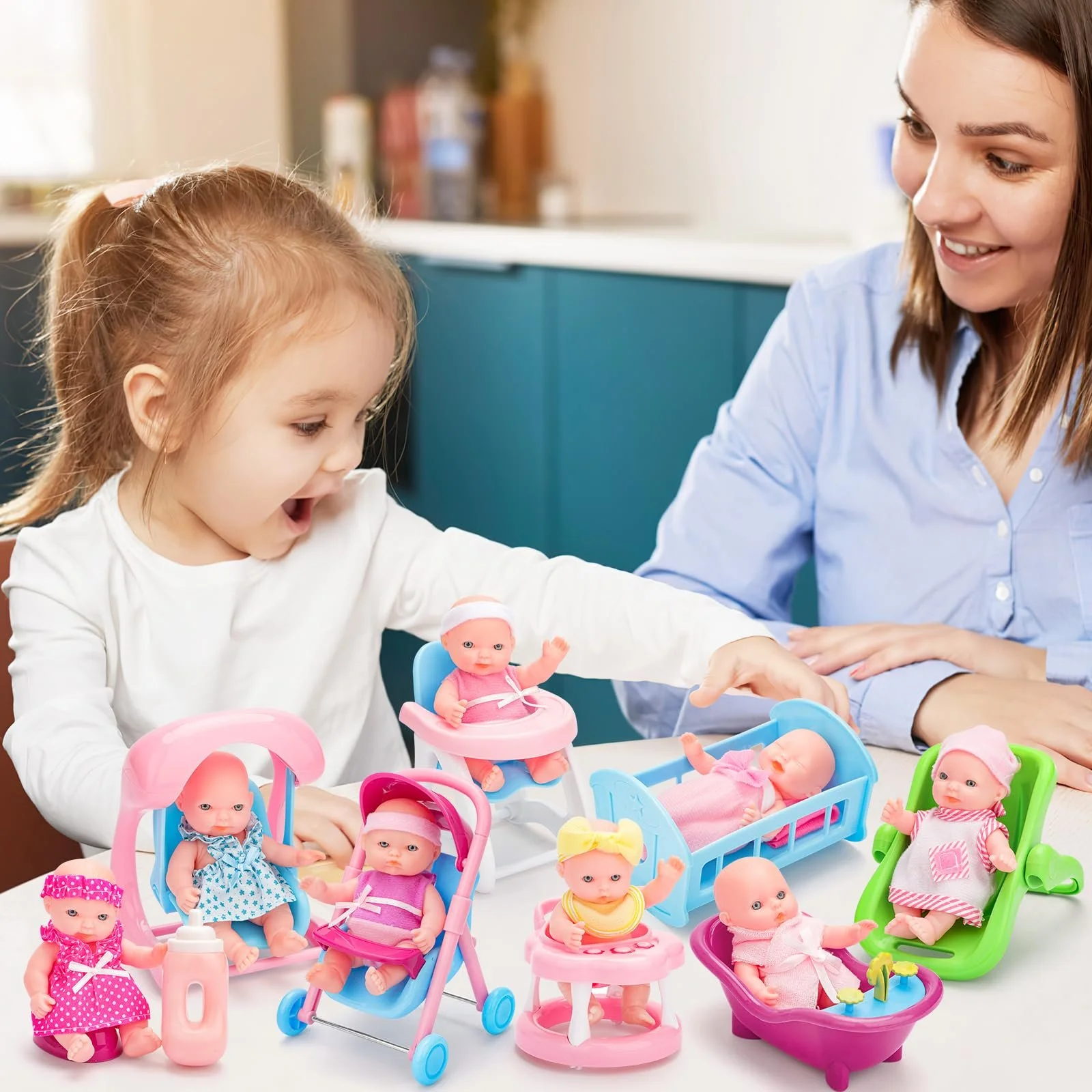 Набір міні-ляльок deAO з 8 штук з аксесуарами, фото №4