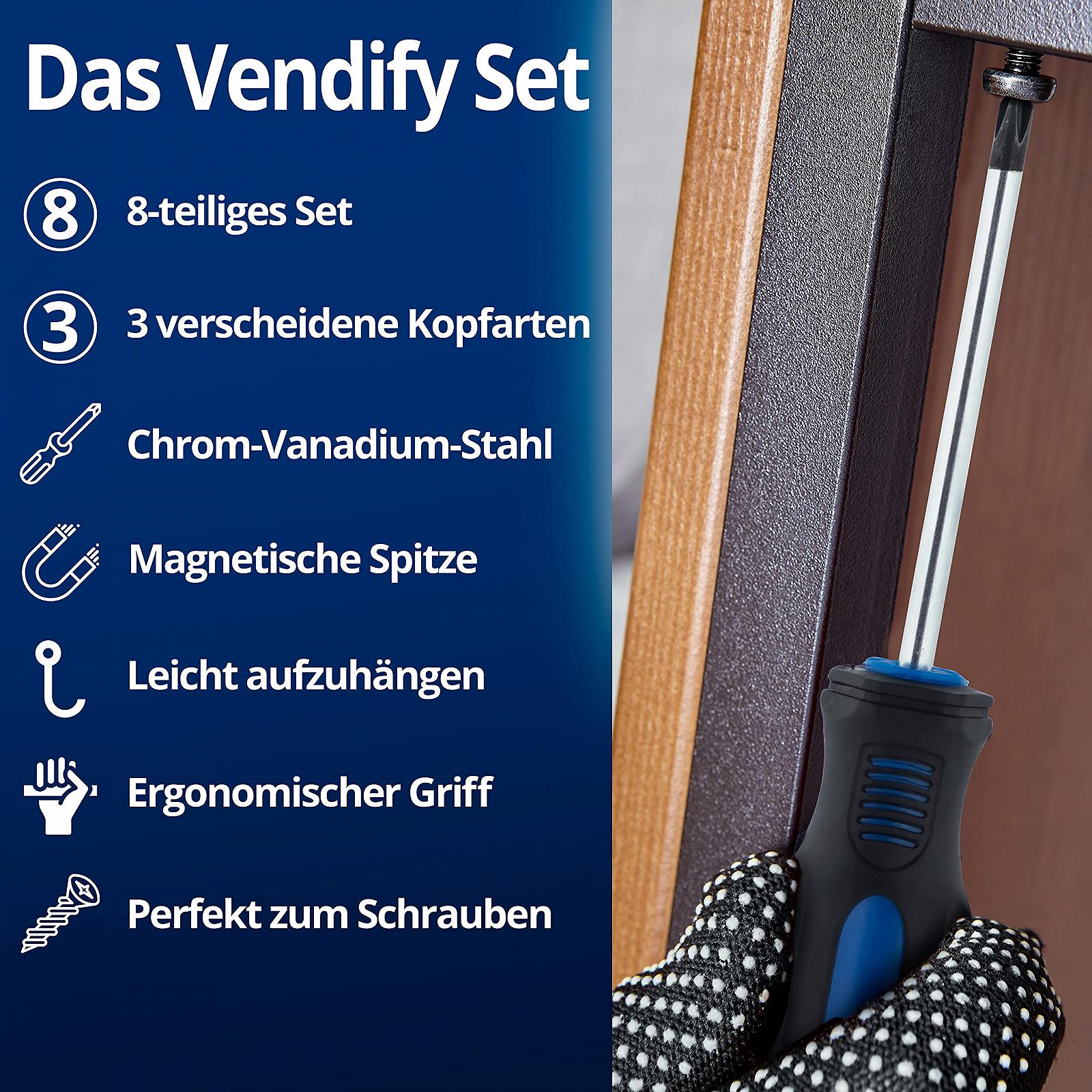 Набор отвёрток vendify® Premium 8-Piece Torx, Cross, Slotted Magnetic, Phillips, Rustproof, фото №2 Набор отвёрток vendify® Premium 8-Piece Torx, Cross, Slotted Magnetic, Phillips, Rustproof, фото №2