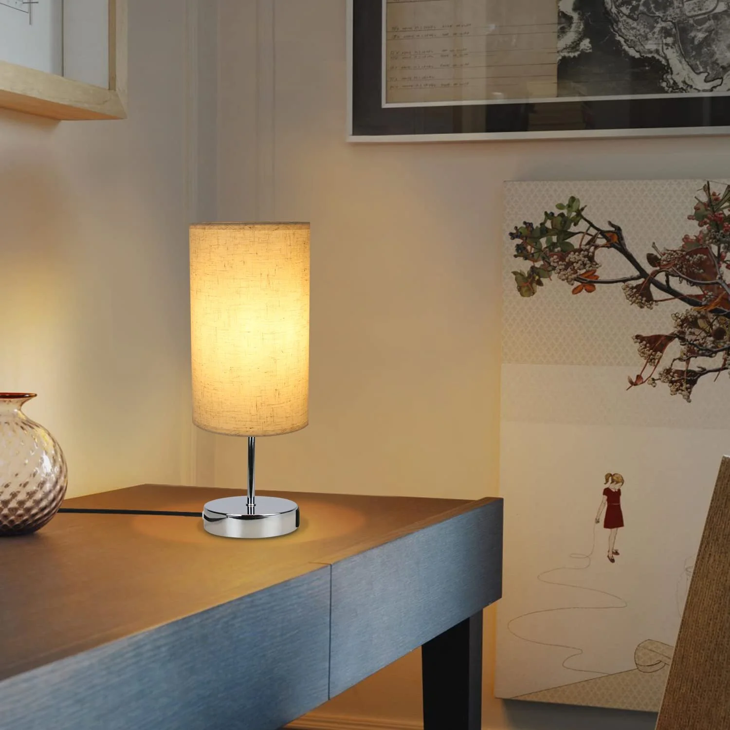 Настільна лампа Набір 2 шт. Сенсорна USB E27 Хром, фото №3