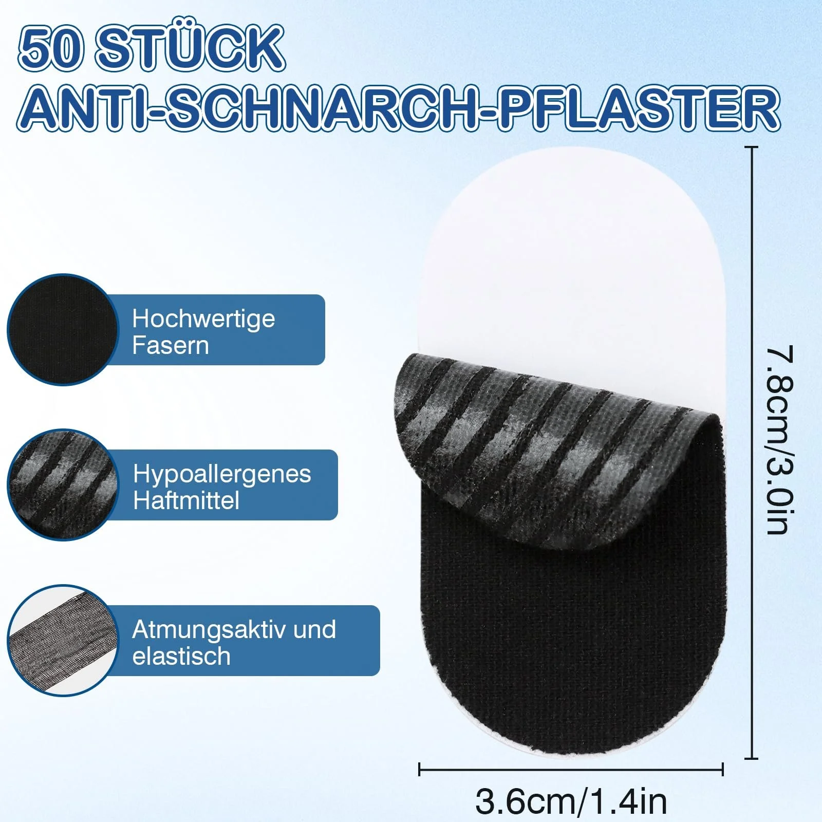 Пластыри от храпа, 50 шт Черная лента для рта для сна, фото №2