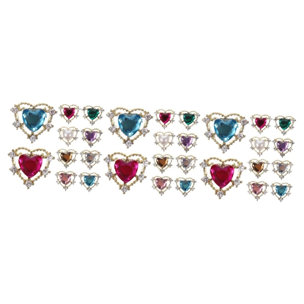 Патчі для нігтів Healeved Прикраса для нігтів Серце 30 шт золотий та срібний, фото №1